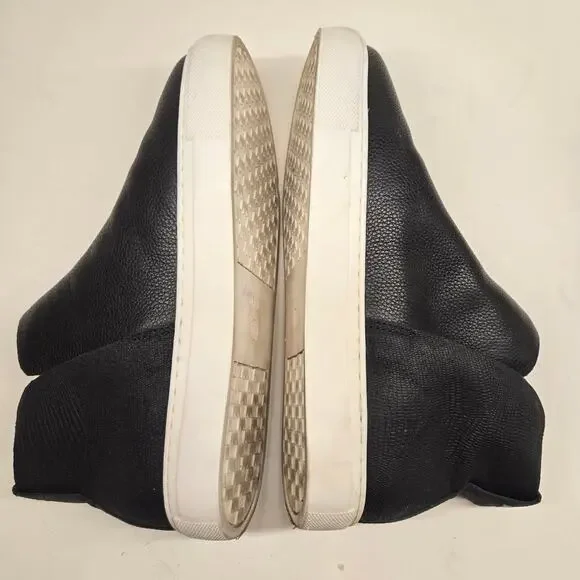 Birdies The Falcon Black Leather Slip-On Sneaker Bootie Hidden Wedge, Size 7.5 - Picture 7 of 13